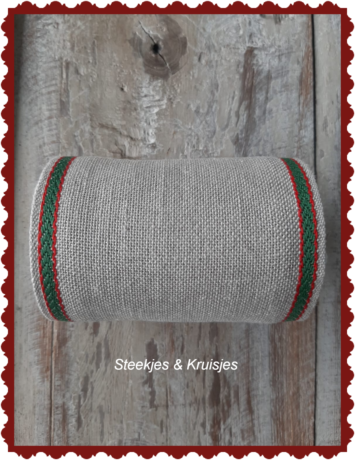 <tc>100 mm wide banding natural with green/red deco edge</tc>
