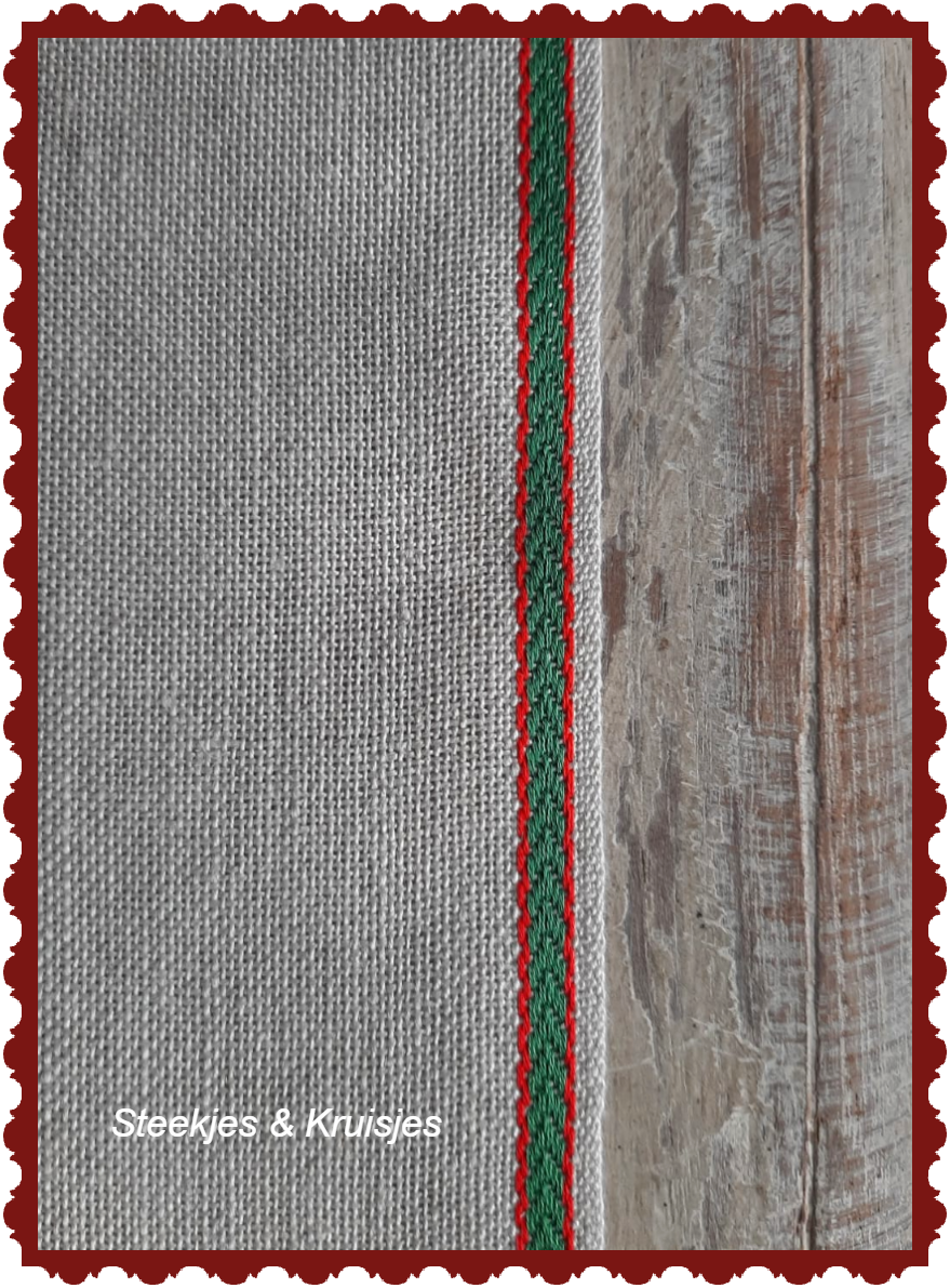 <tc>100 mm wide banding natural with green/red deco edge</tc>