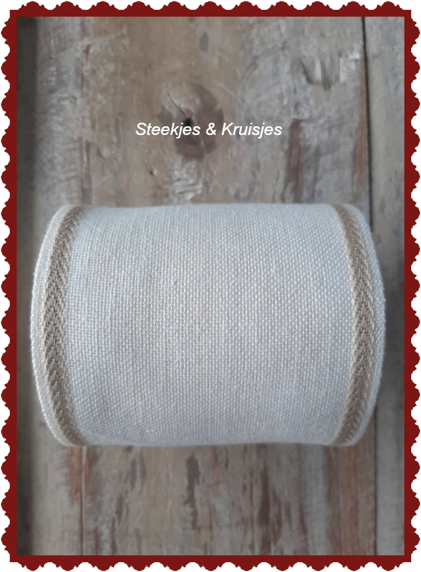 <tc>100 mm wide bandingcream white with beige deco edge</tc>