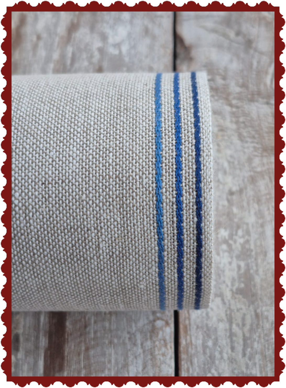160 mm Breed Band Natuur met Blauwe Streepjesrand
