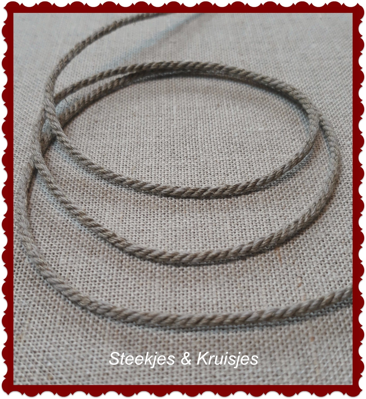Linen cord 2 mm red / natural, white / sand and white / red