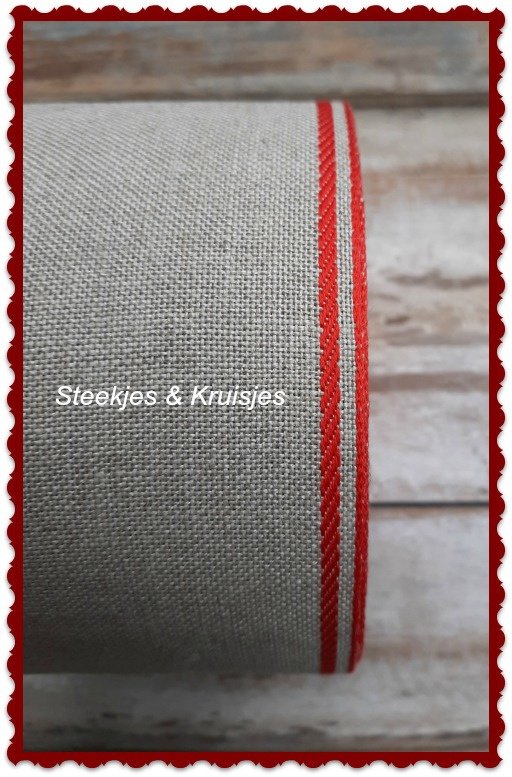 <transcy>100mm Wide Banding Natural With Bright Red Deco Border.</transcy>