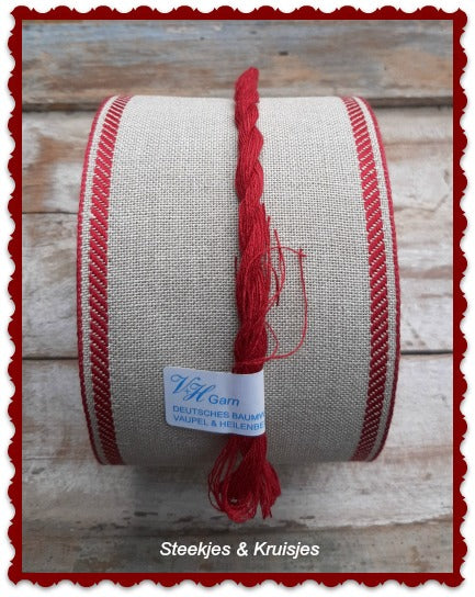 Natural Stitching Band With Bordeaux Red Deco Border Wide 100 mm