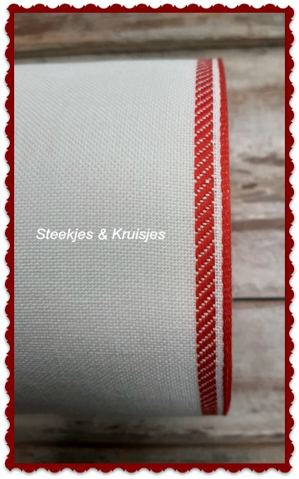 Antique White Stitching Band With Red Deco Border Wide 100 mm