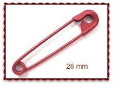 Safety pins 28 mm antique red