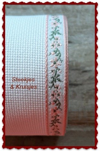 Borduurband Aida 100 mm Breed Met Rose Bloemenrandje