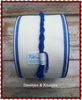 <tc>White Stitching Band With Blue Deco Border Wide 100 mm</tc>