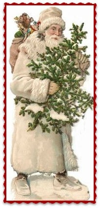 Transfer Santa With Tree And Bag Plain Fabric ± 9 x 13 cm