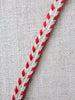 <tc>Linen Color Narrow Ribbon With Red Stitched Edge</tc>