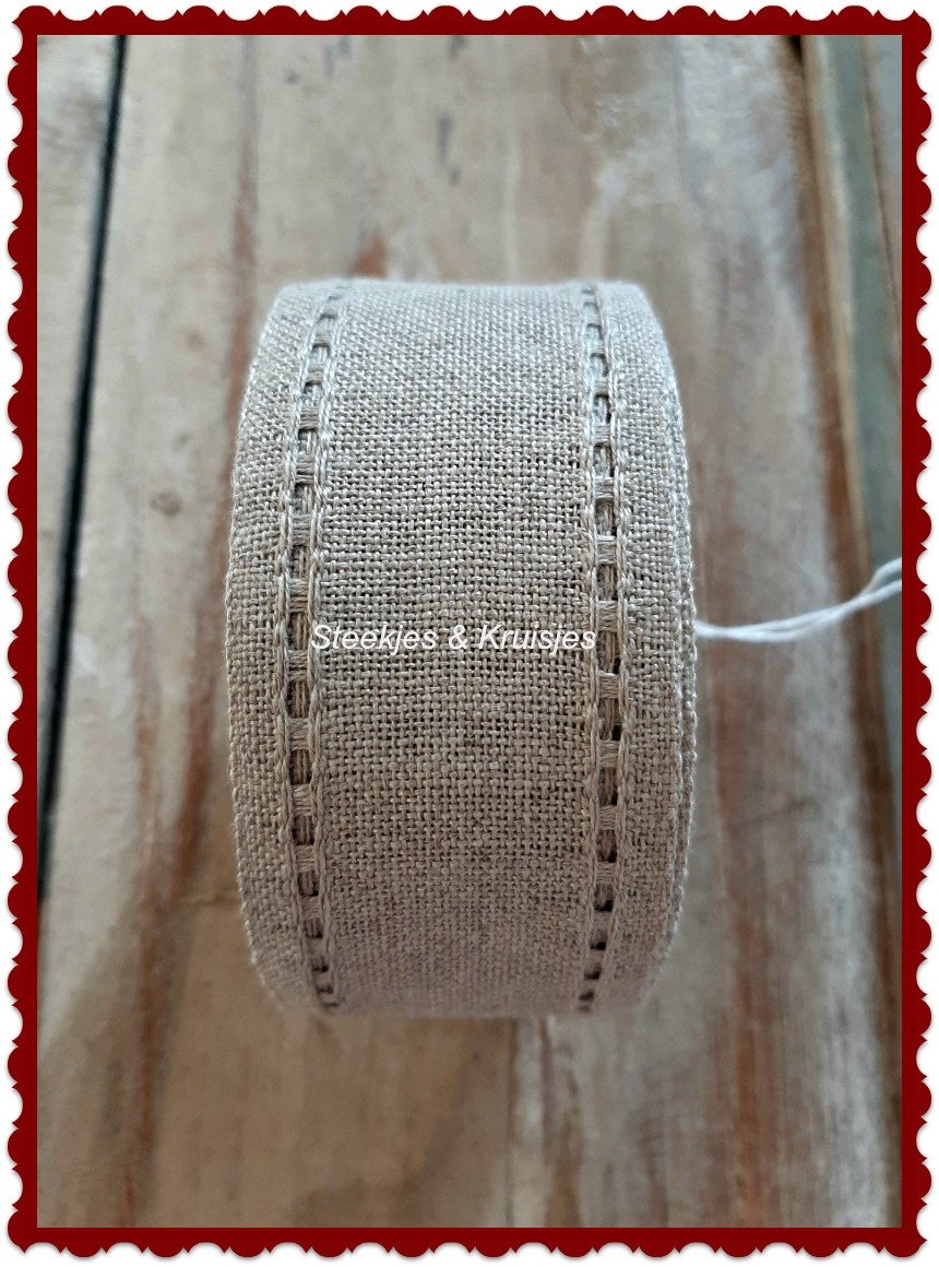 Natural or Antique White Stitching Band With Open Border
