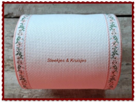 <tc>Embroidery Banding Aida 100 mm Wide With Pink Flower Edge</tc>