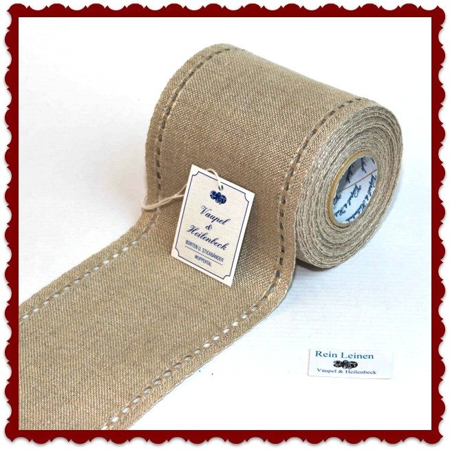 <transcy>Natural & Antique White Stitching Banding With Open Border, Wide 120 mm</transcy>