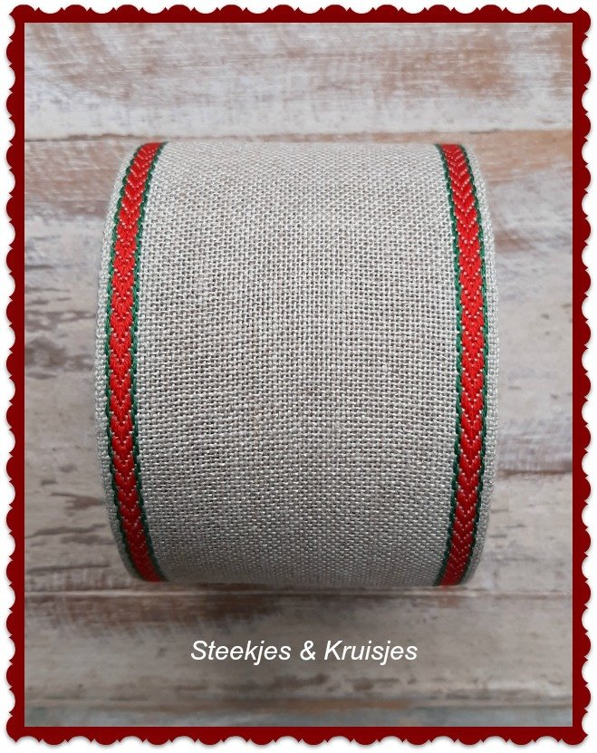 70 mm Breed Band Met Rood/Groene Deco Rand