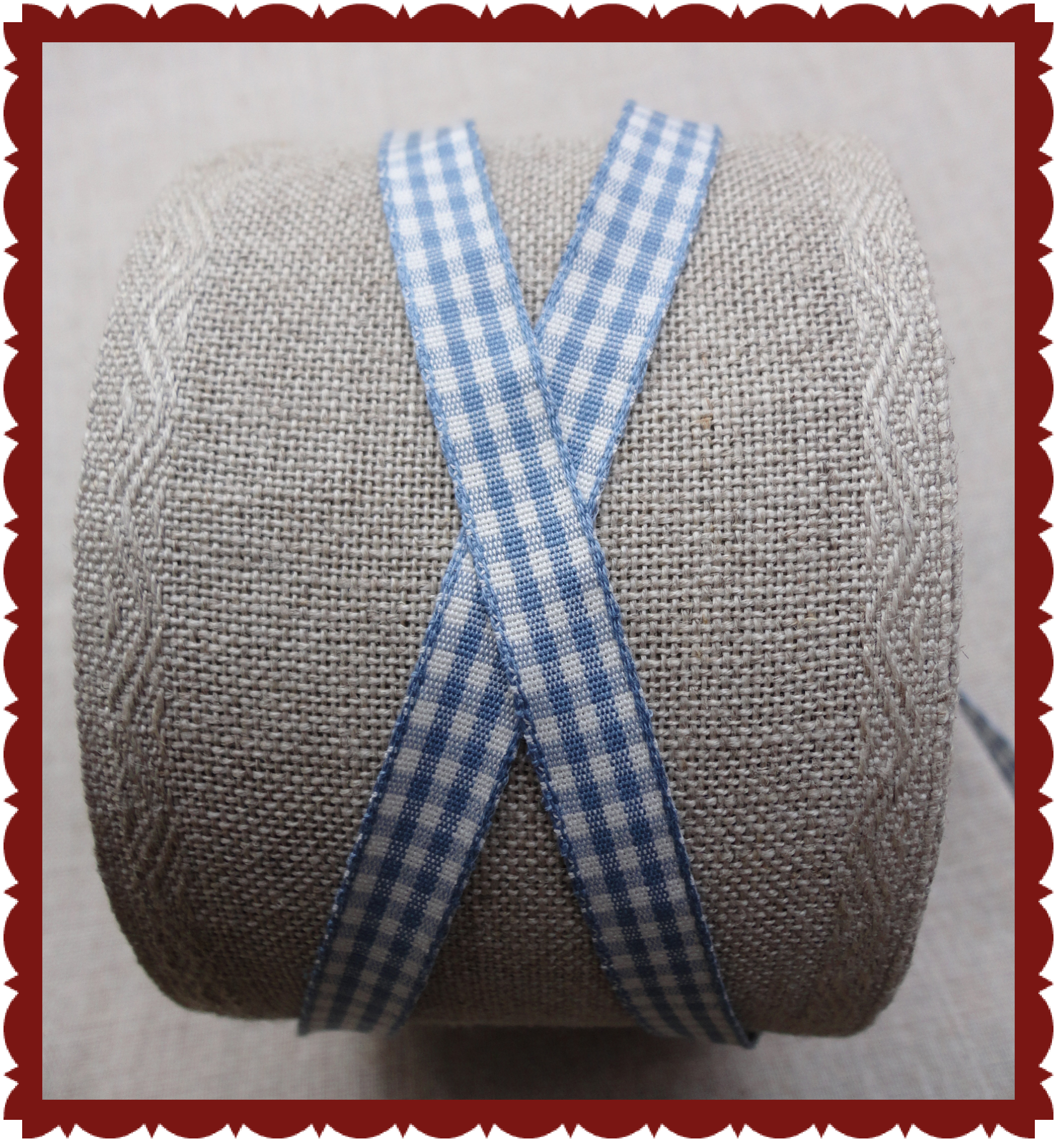 Ruitjesband Serie Antiekblauw , Antiek Beige & Antiekrood