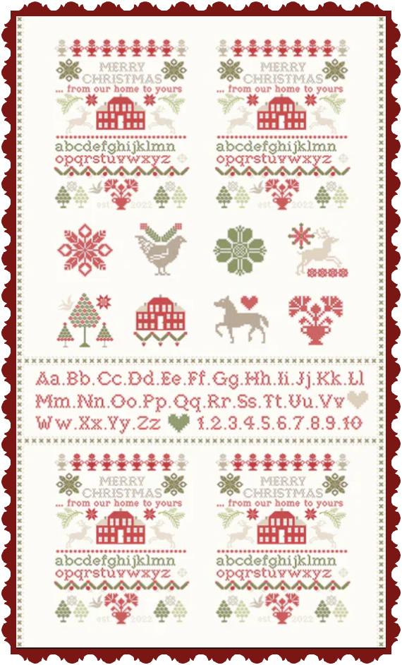 <tc>Christmas Stitched Sampler Panel Red/Green</tc>