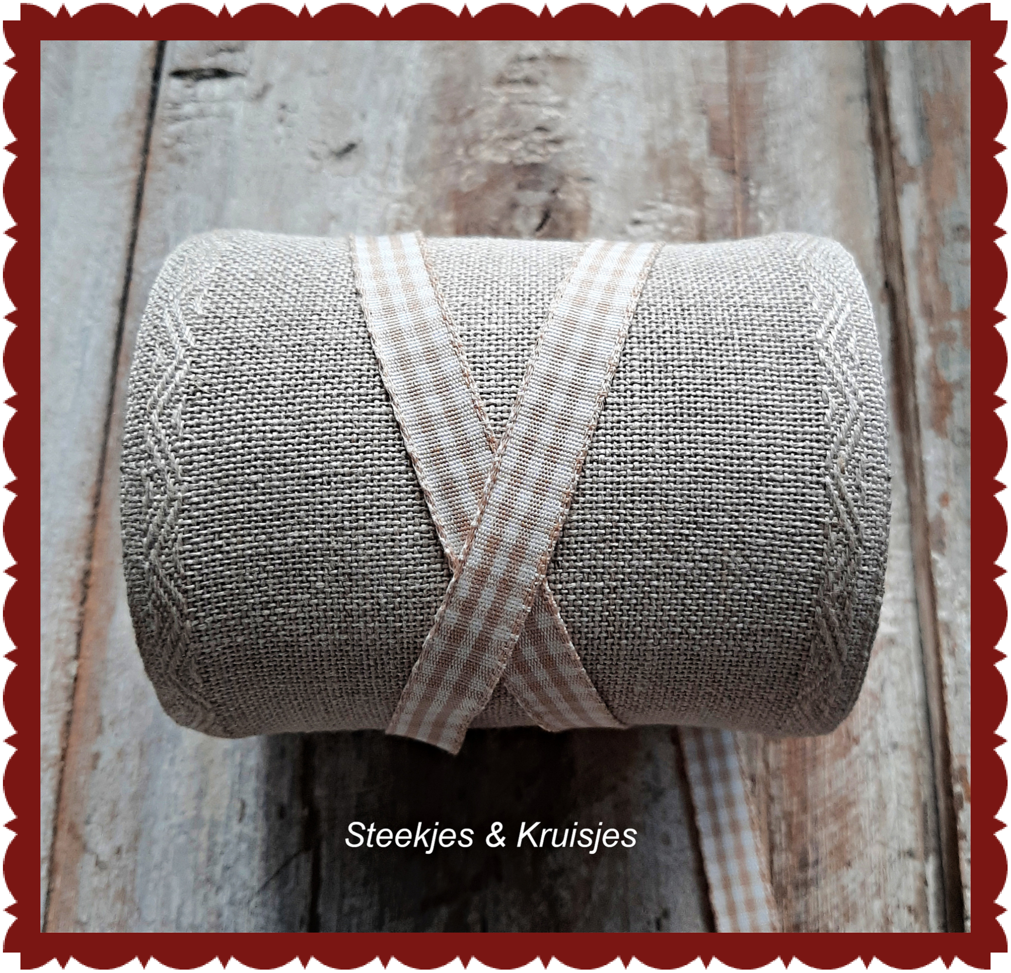 Ruitjesband Serie Antiekblauw , Antiek Beige & Antiekrood