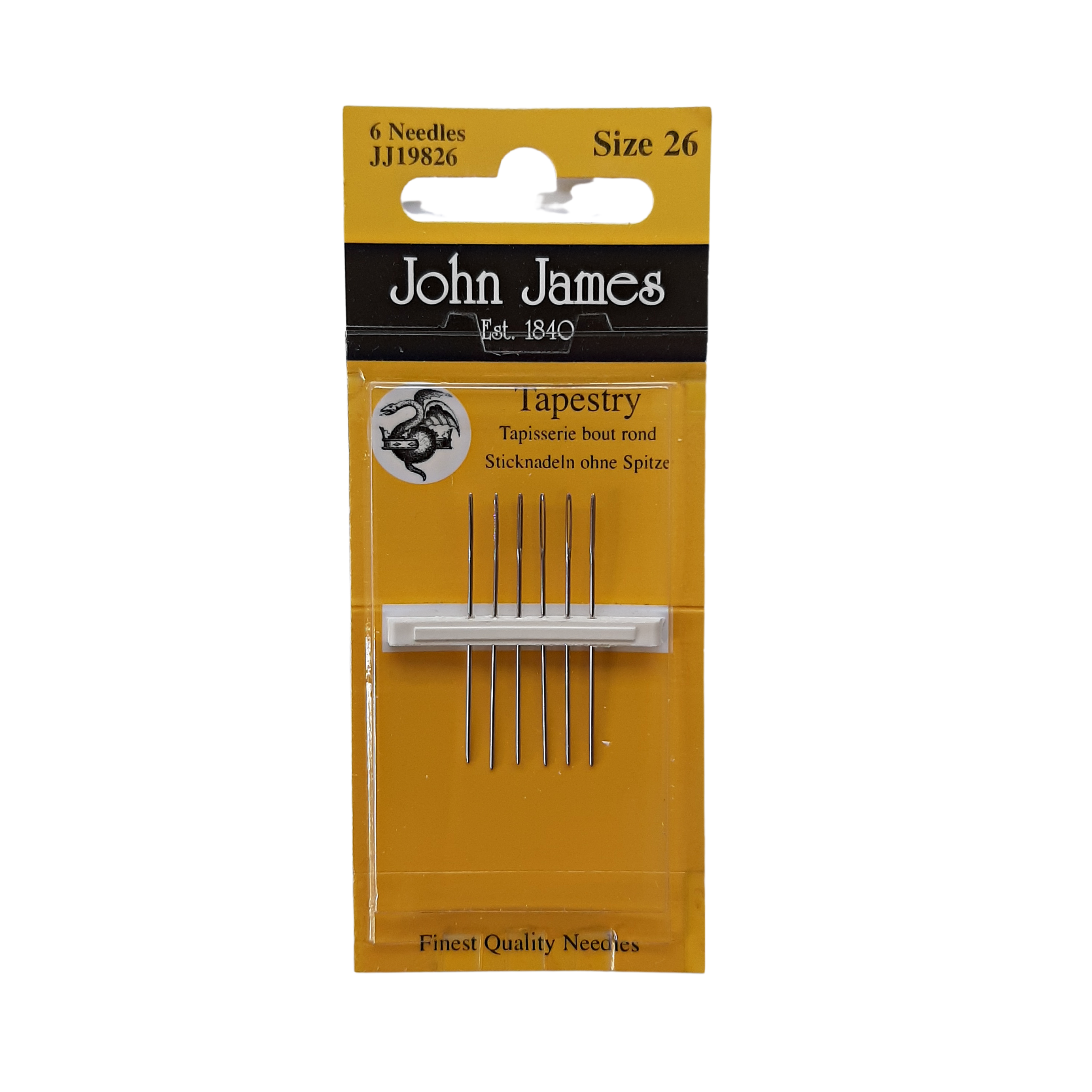 John James embroidery needles with blunt point size 24, 26 and 28