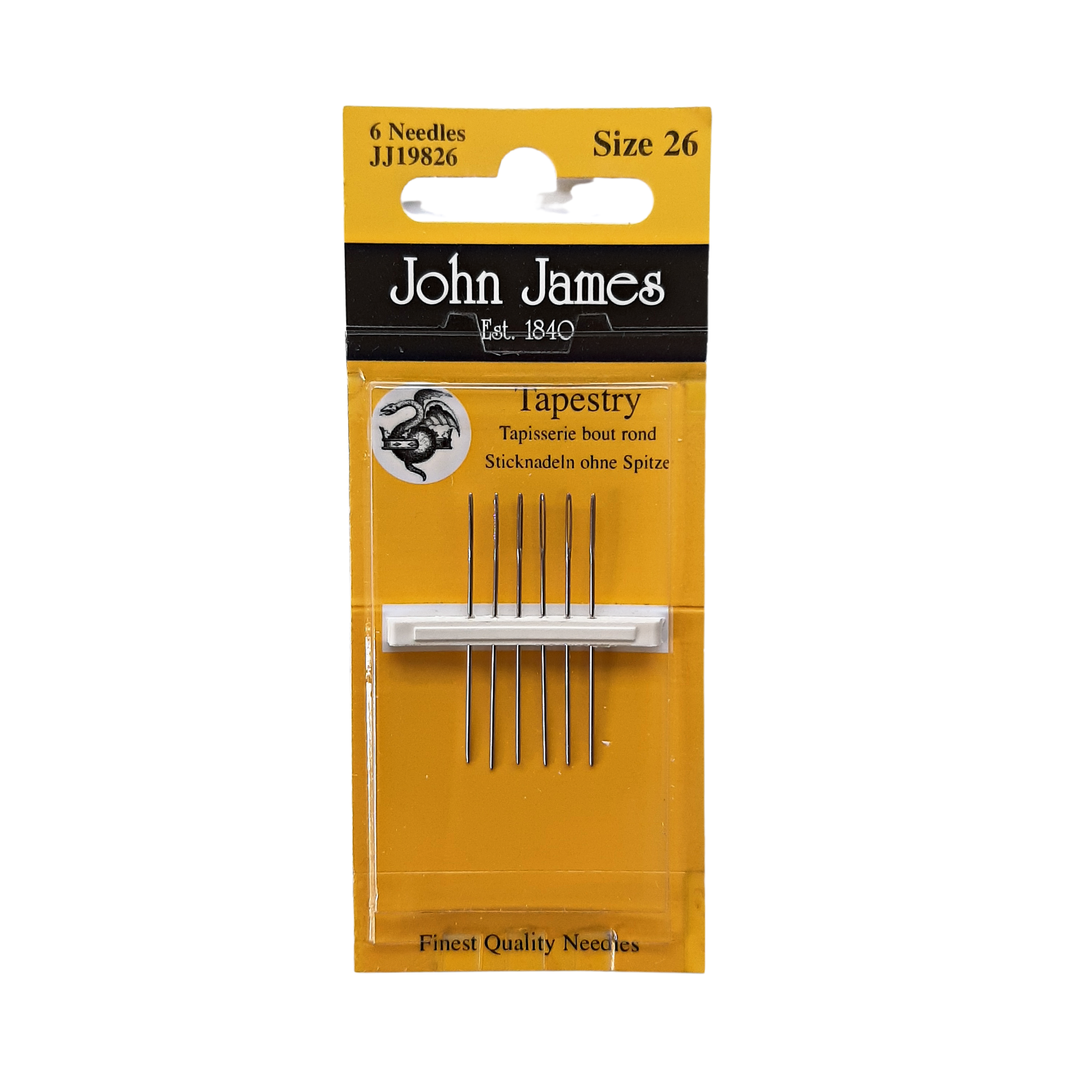 John James embroidery needles with blunt point size 24, 26 and 28