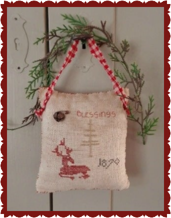 Primitive embroidery pattern "blessings".