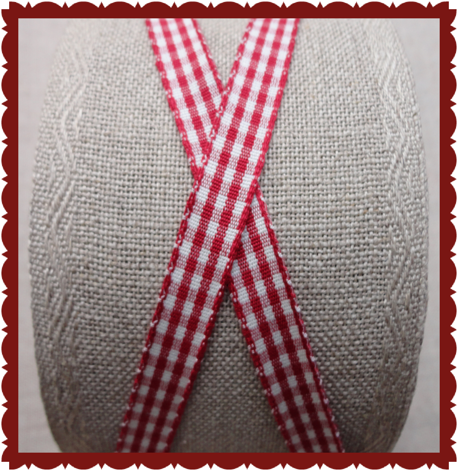 Ruitjesband Serie Antiekblauw , Antiek Beige & Antiekrood