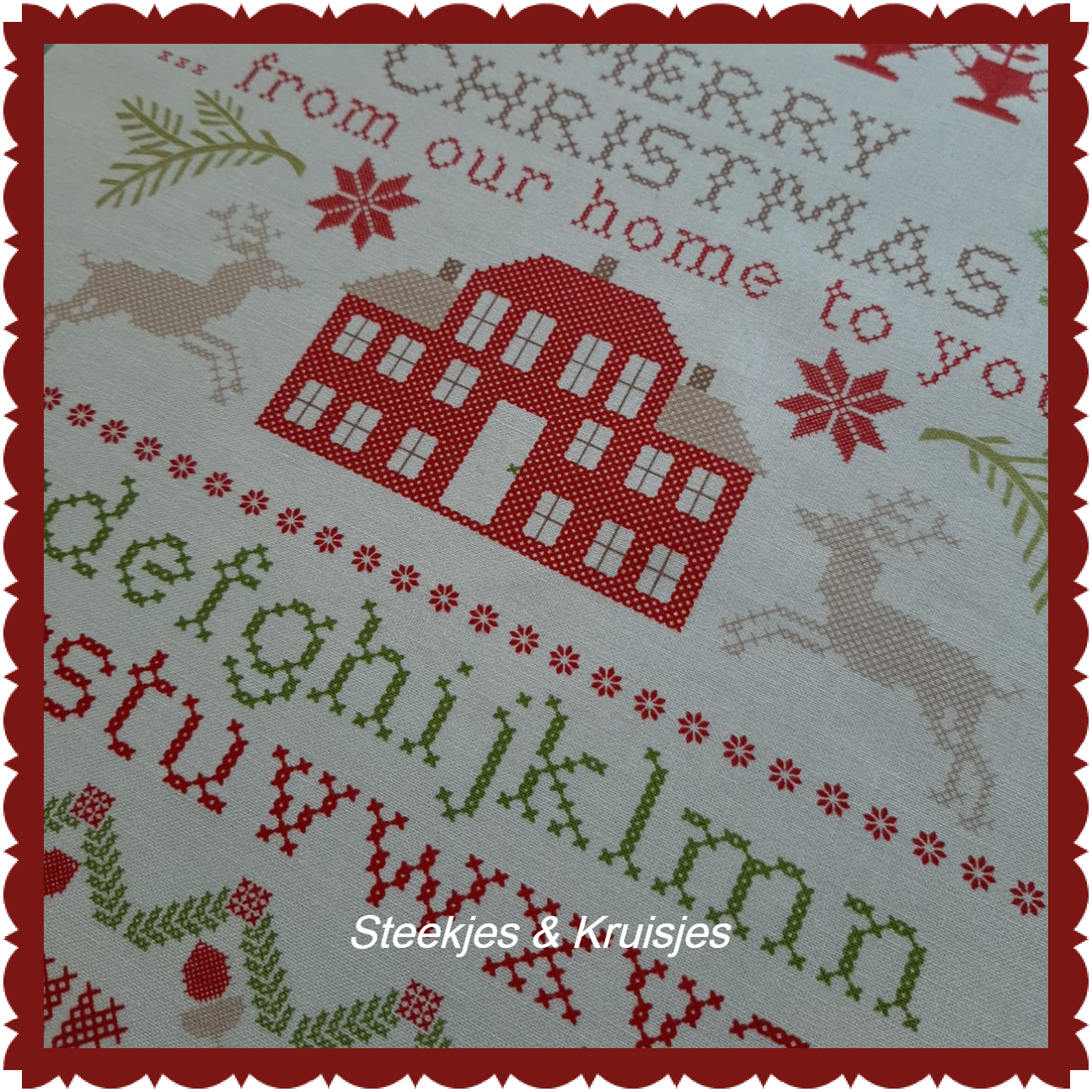 <tc>Christmas Stitched Sampler Panel Red/Green</tc>