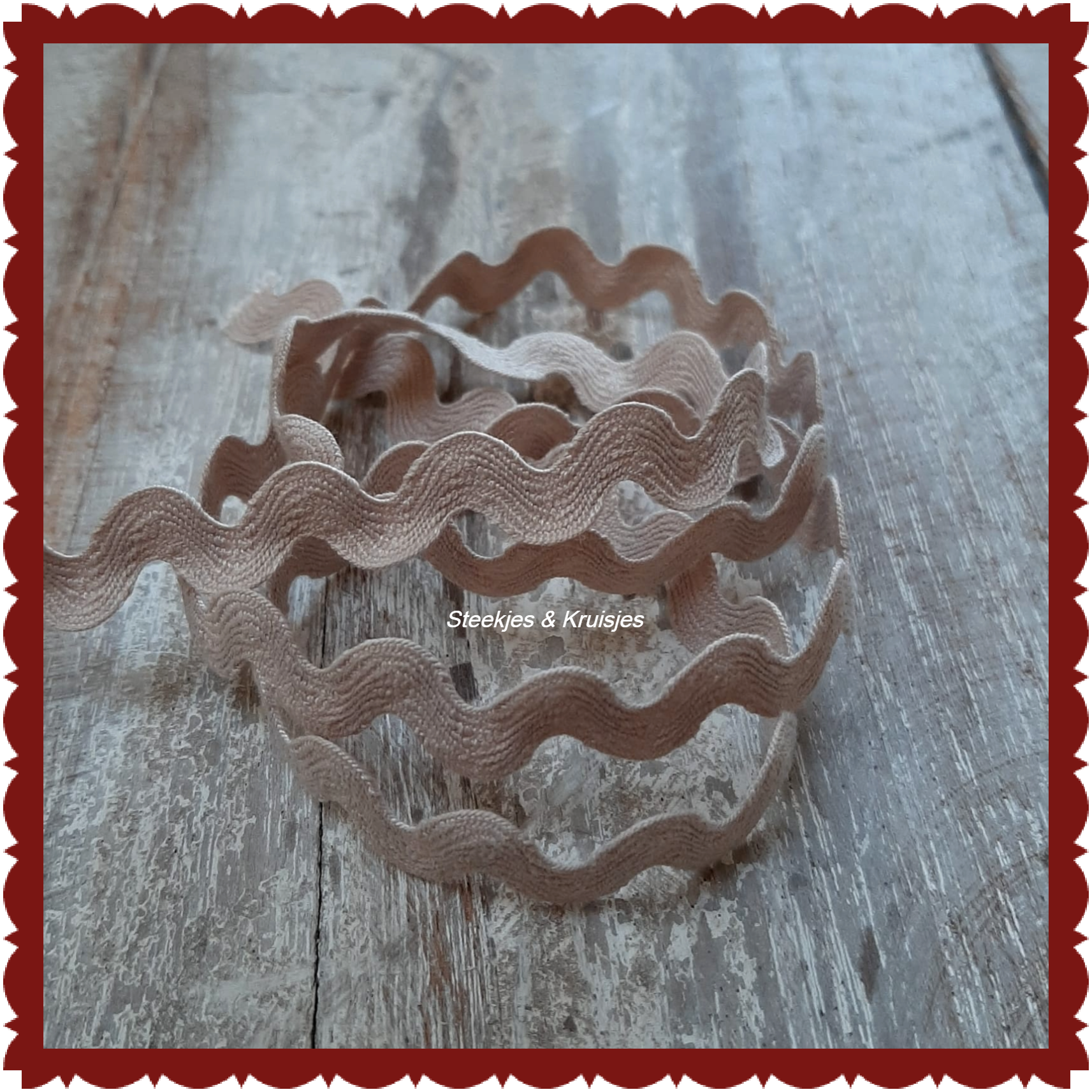 Zigzagband Taupe Breed 12.5 mm