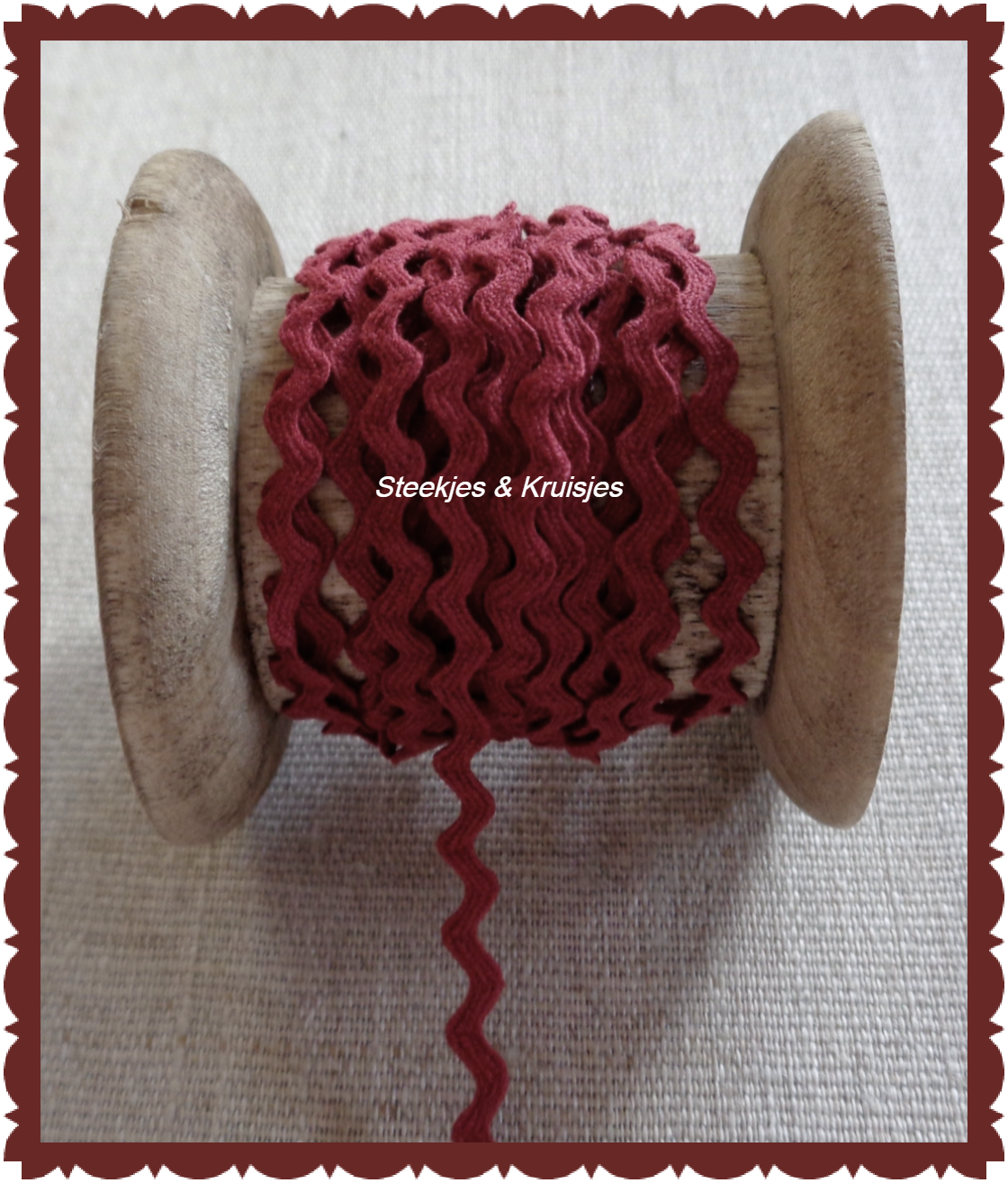 Zigzagband Bordeaux Rood Breed 6 mm