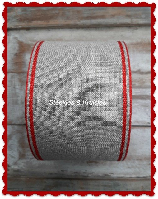<transcy>100mm Wide Banding Natural With Bright Red Deco Border.</transcy>