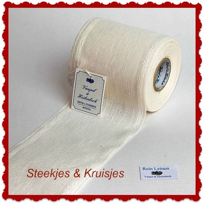 <tc>Natural & Antique White Stitching Band With Jacquard Border Wide 100 mm</tc>
