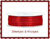 Narrow red satin ribbon 3 mm wide